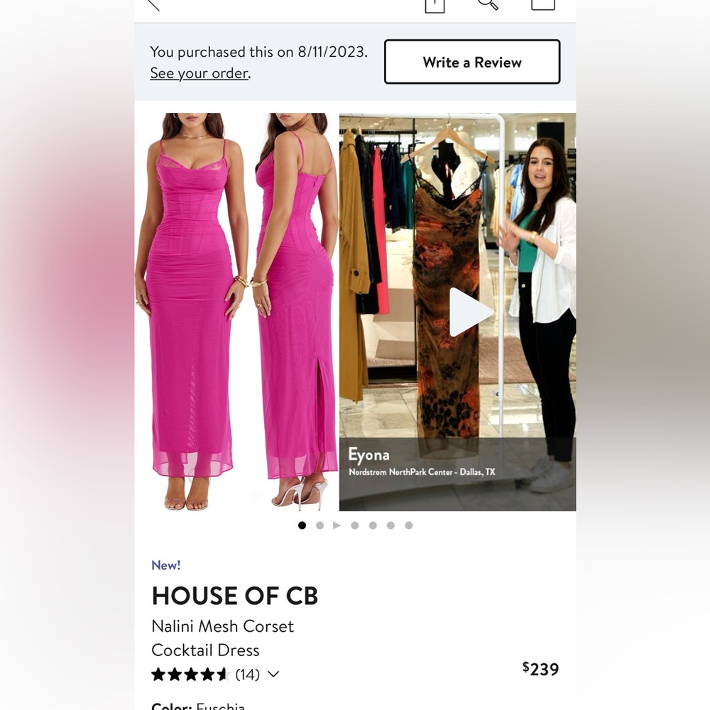 House of CB Nalini Mesh Corset Dress Fushia Medium